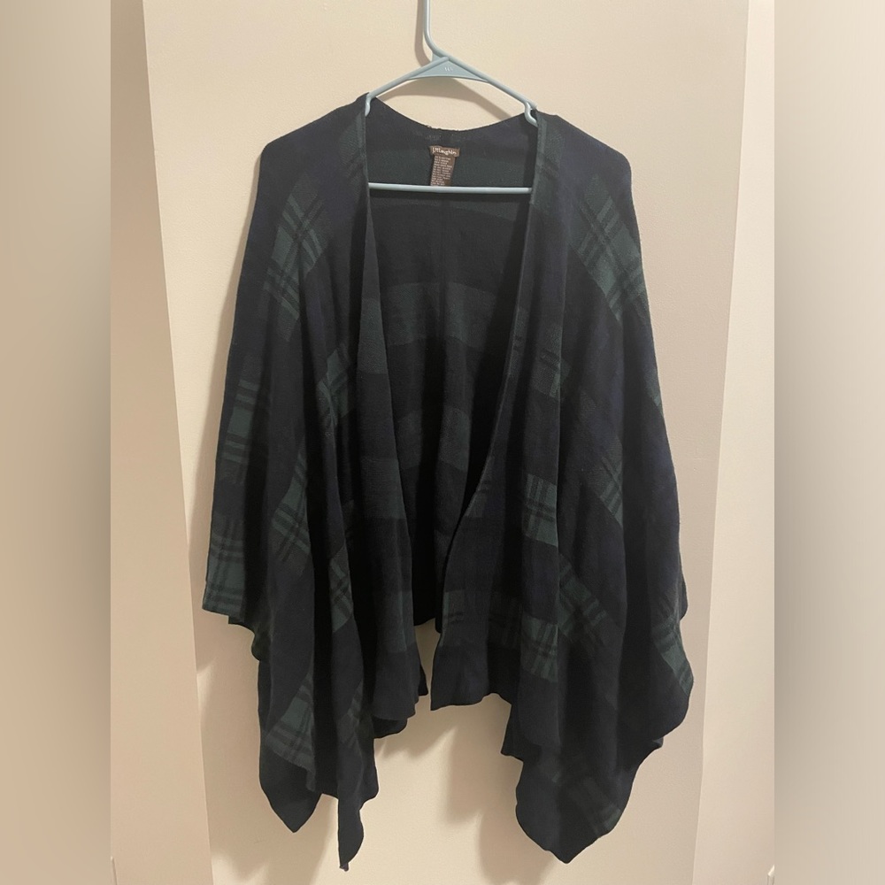 J McLaughlin green blue tartan plaid wrap